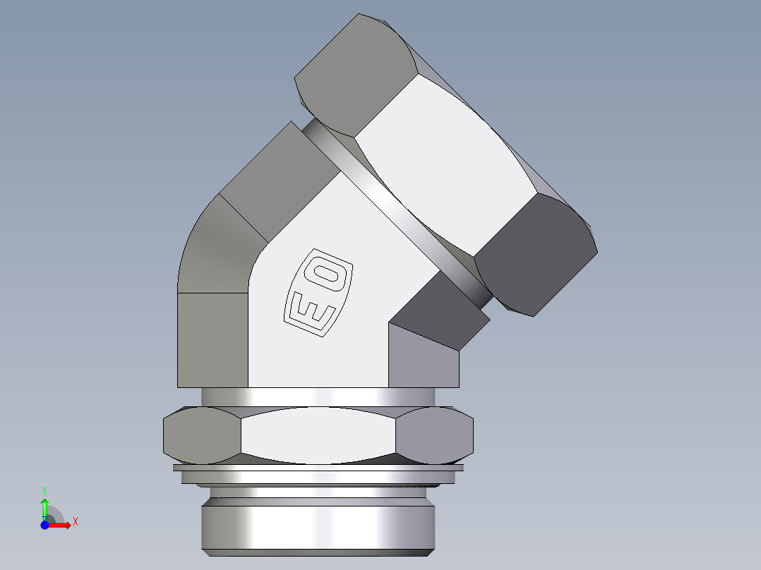 卡套式工业通用硬管接头EO_Adjustable_locknut_45_deg_elbow_VEE42ZLRCF前视图