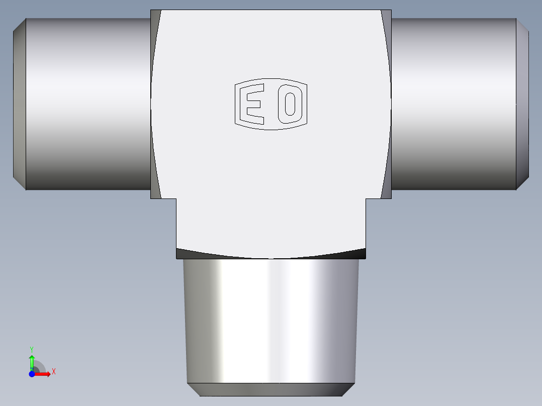 卡套式工业通用硬管接头EO_Male_stud_run_tee_TE06LLRCFX前视图