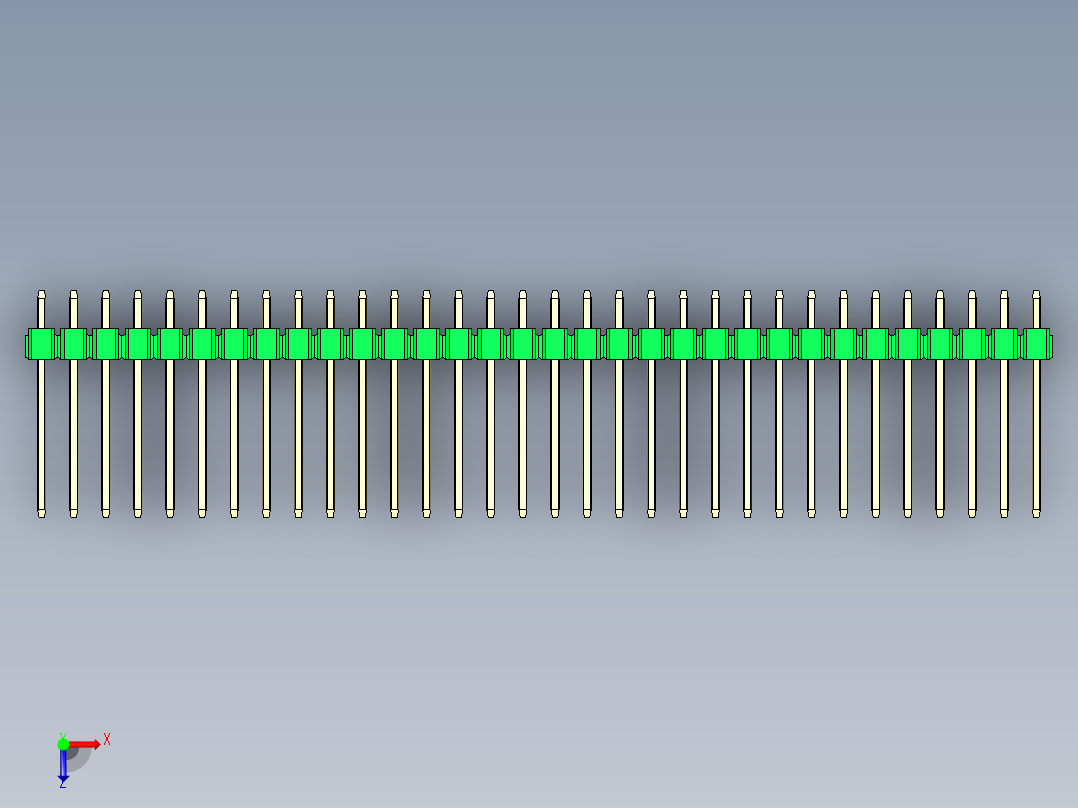 彩色公头100mil（2.54mm）系列-DS1021_green_2x32p_100mil_Type5_rev1.0俯视图