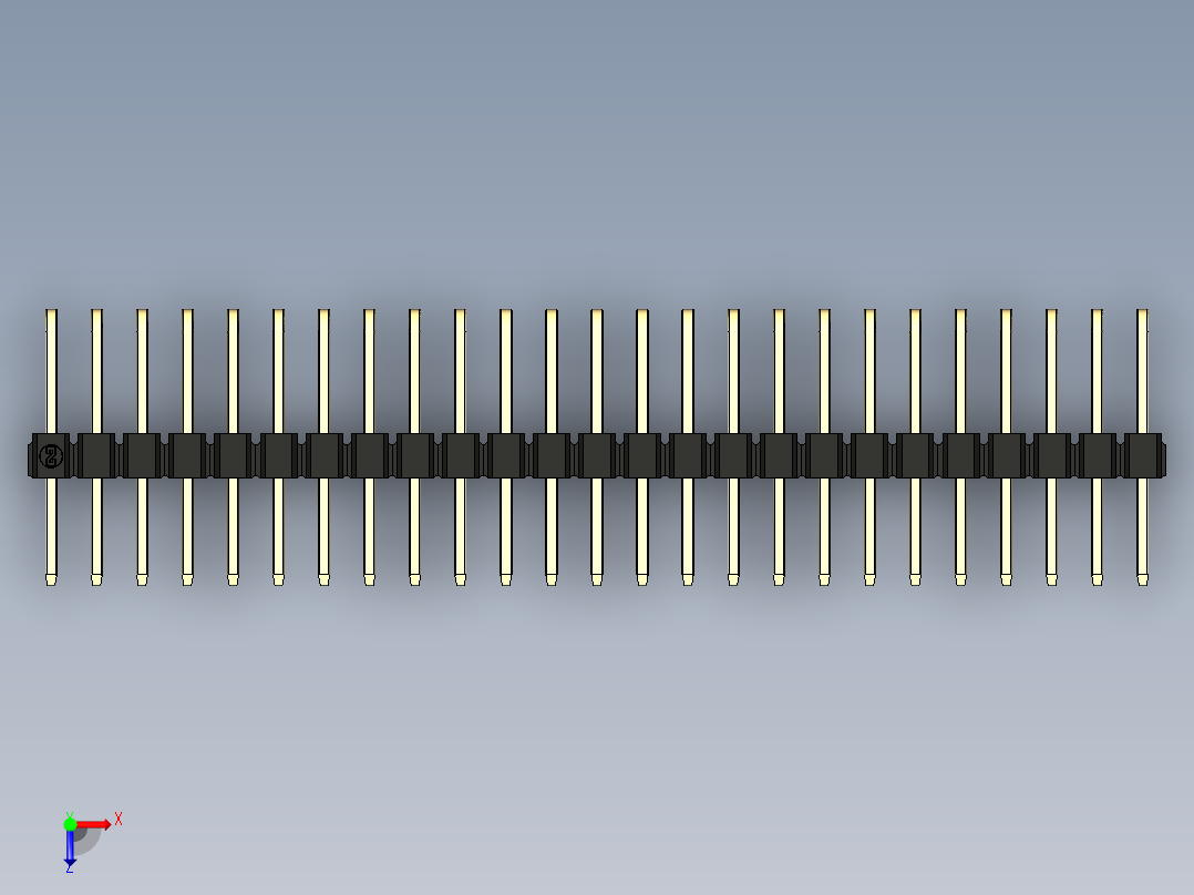彩色公排针 100mil 2.54mm 系列-DS1022_black_3x25p_100mil_TypeD_rev1.0俯视图