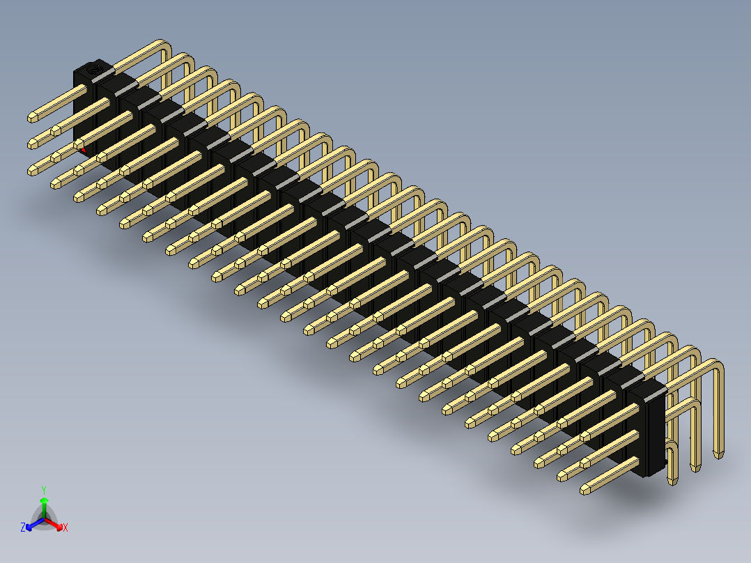 彩色公排针 100mil 2.54mm 系列-DS1022_black_3x25p_100mil_TypeD_rev1.0正等轴测图