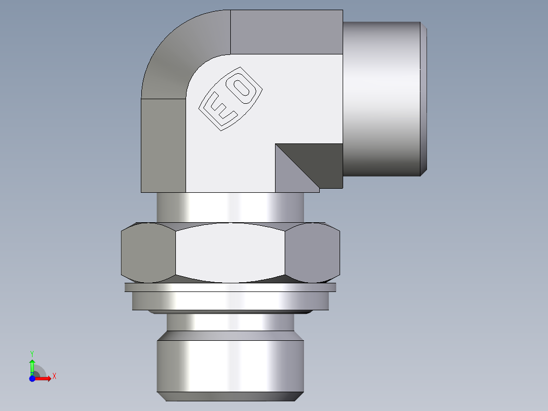 卡套式工业通用硬管接头EO_Adjustable_Locknut_elbow_WEE15LROMDCF前视图
