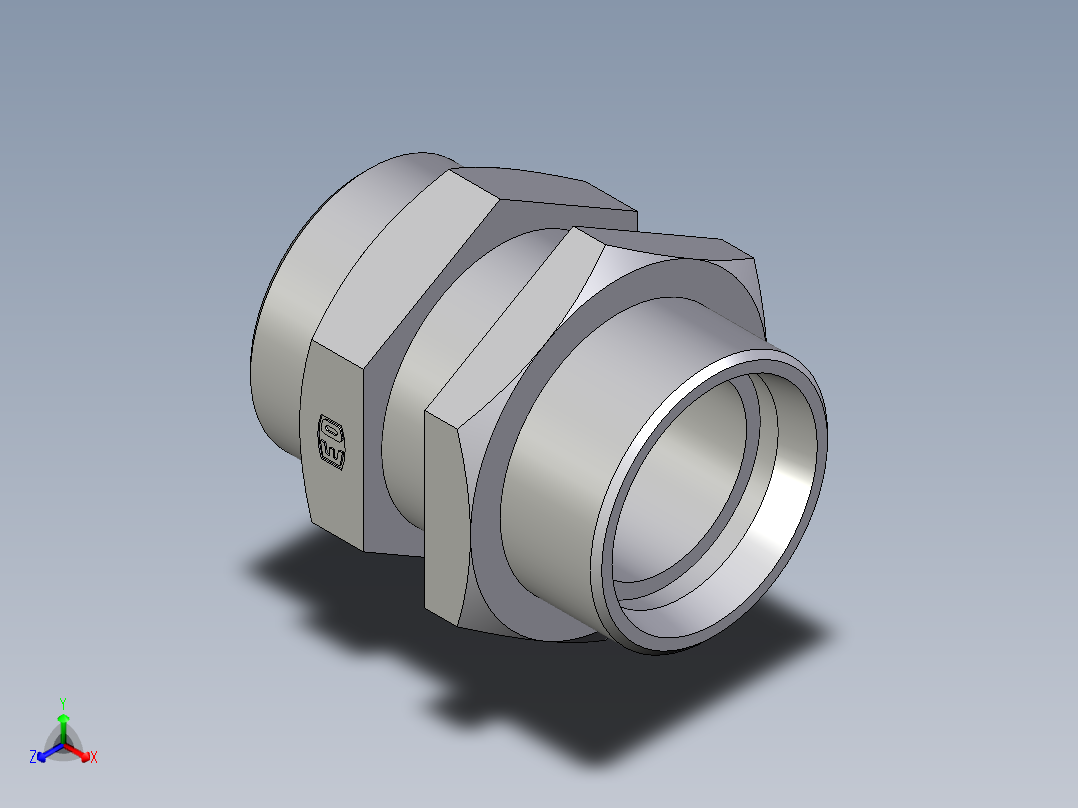 卡套式工业通用硬管接头EO_Bulkhead_union_SV42LOMD71正等轴测图