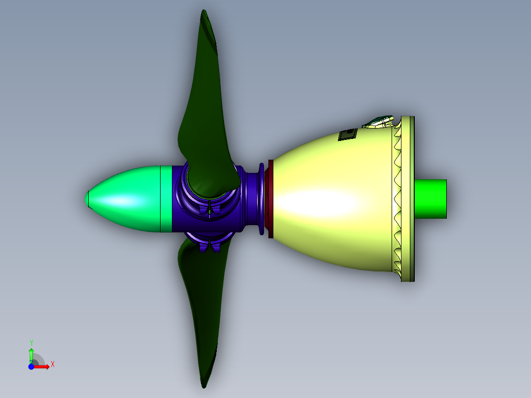 涡轮螺旋桨发动机减速器前视图