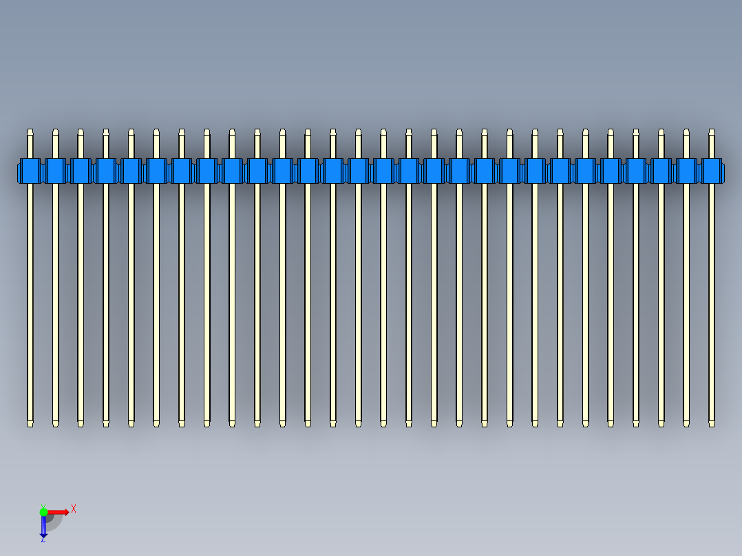 彩色公头100mil（2.54mm）系列-DS1021_blue_2x28p_100mil_Type43_rev1.0俯视图