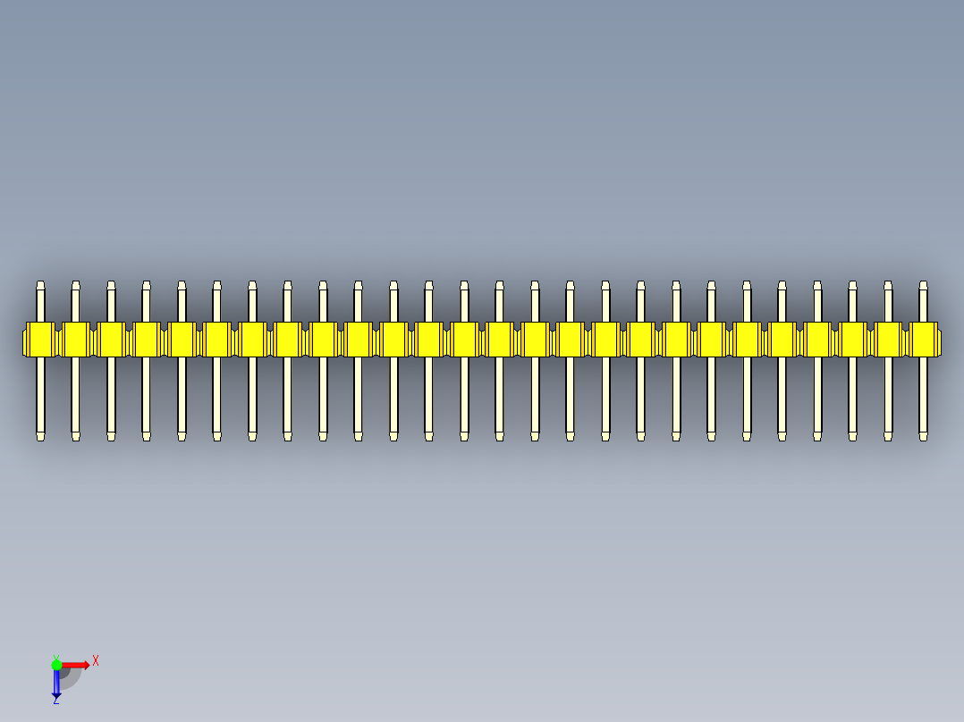 彩色公头100mil（2.54mm）系列-DS1021_yellow_1x26p_100mil_Type1_rev1.0俯视图