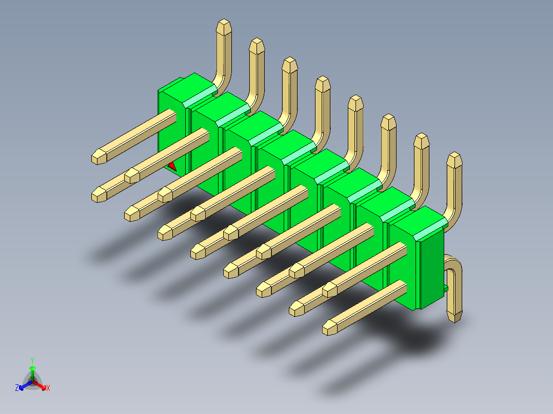彩色公排针 100mil 2.54mm 系列-DS1022_green_16p_100mil_TypeSMT_rev1.0