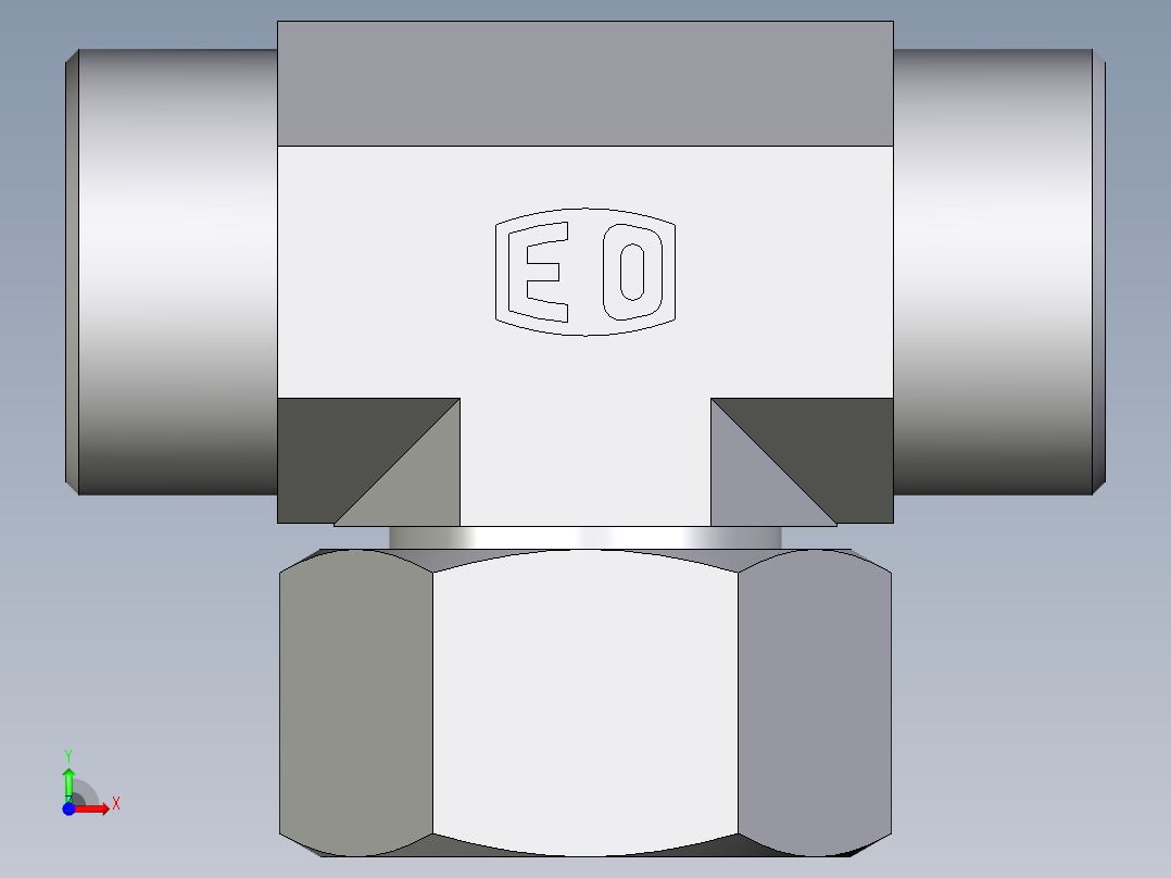 卡套式工业通用硬管接头EO_Swivel_nut_branch_tee_ET30SOMDCF前视图