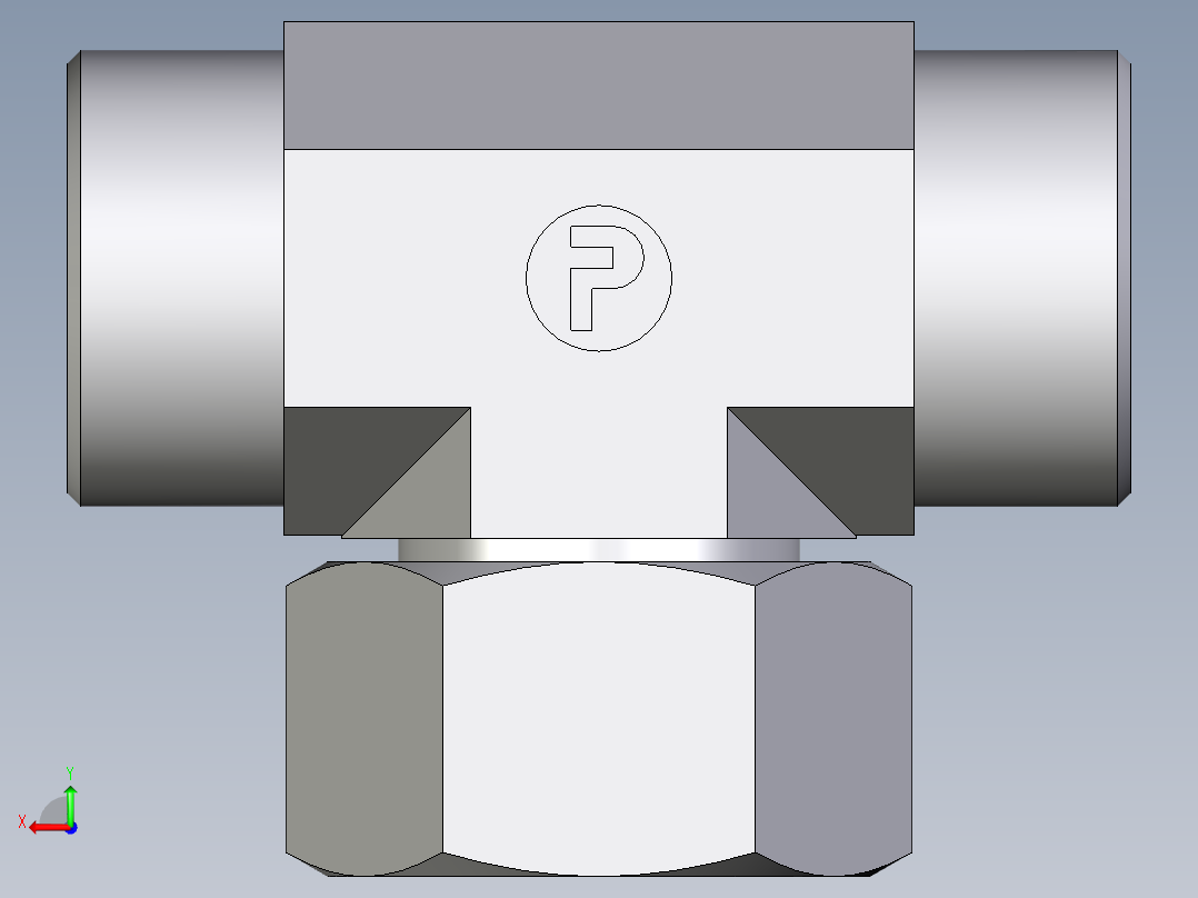 卡套式工业通用硬管接头EO_Swivel_nut_branch_tee_ET30SOMDCF后视图
