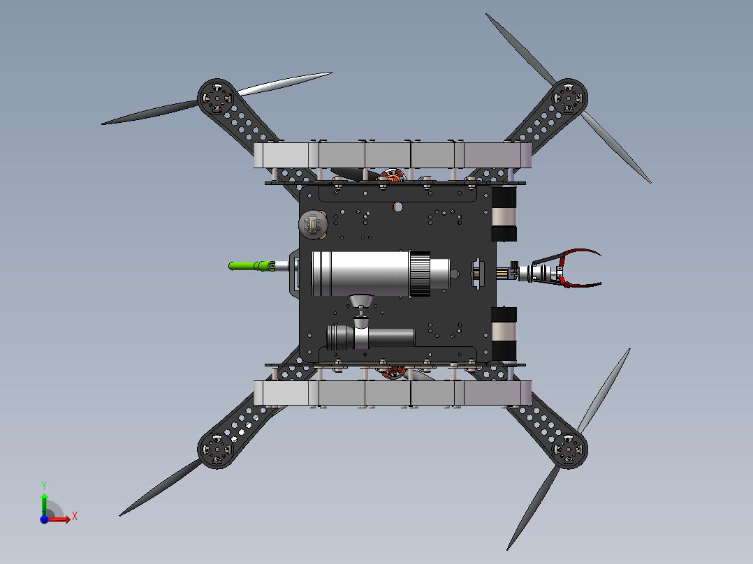空陆两栖履带旋翼飞行器（sw18可编辑+说明书）前视图