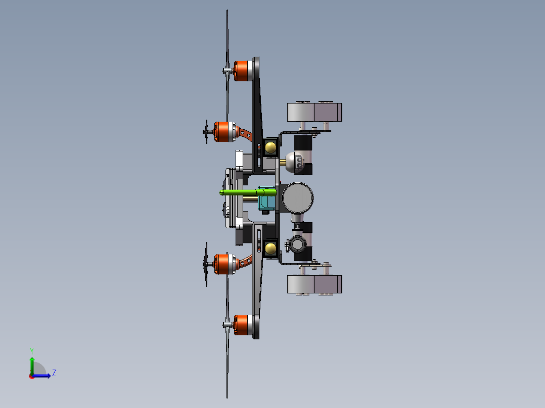 空陆两栖履带旋翼飞行器（sw18可编辑+说明书）左视图