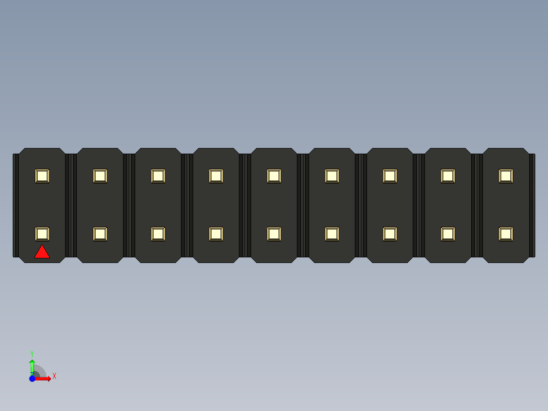 彩色公头100mil（2.54mm）系列-DS1021_black_2x09p_100mil_Type19_rev1.0前视图