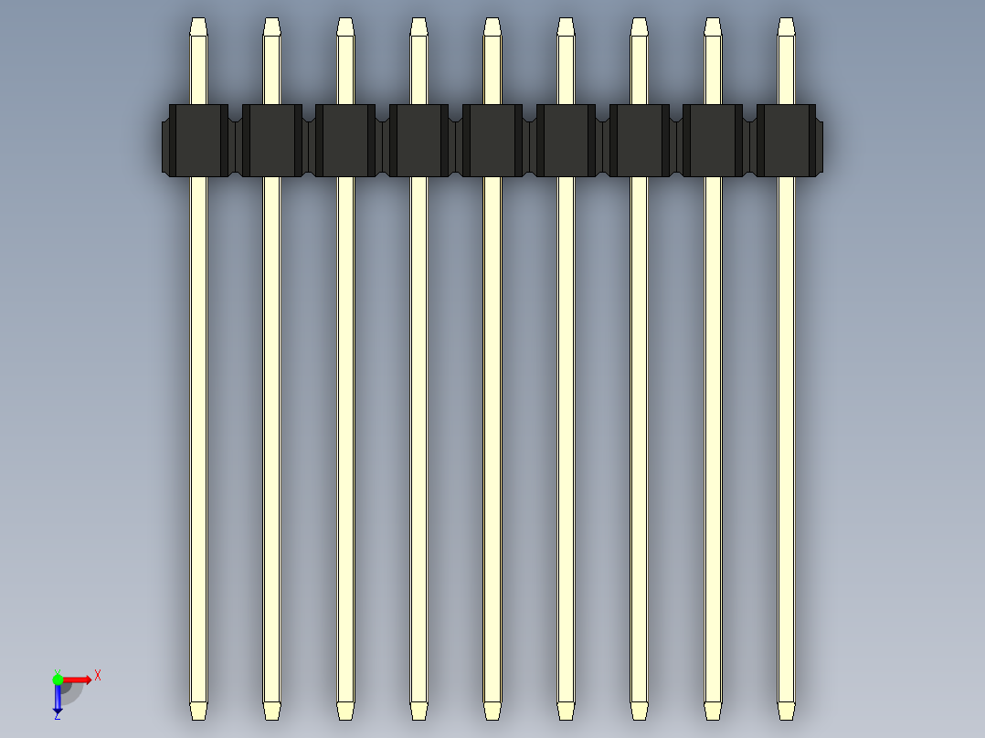 彩色公头100mil（2.54mm）系列-DS1021_black_2x09p_100mil_Type19_rev1.0俯视图