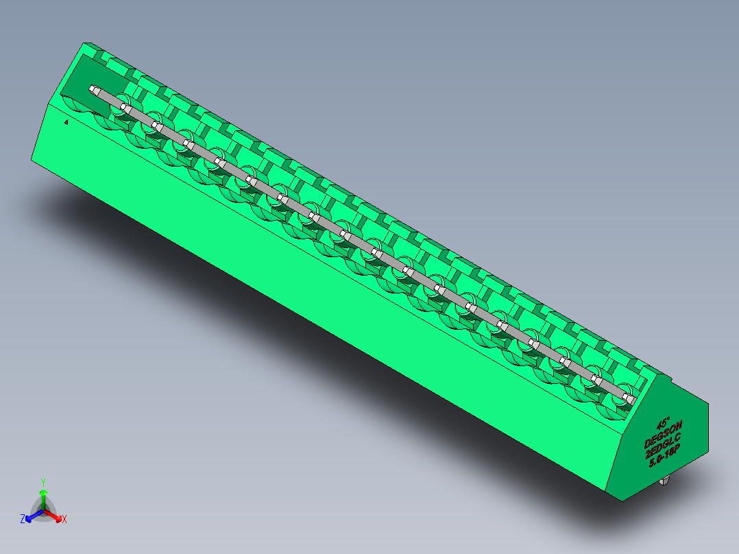 DEGSON 2EDG 系列 5.0mm 可插拔接线端子组-2EDGLC-5.0-18P-14-00AH正等轴测图