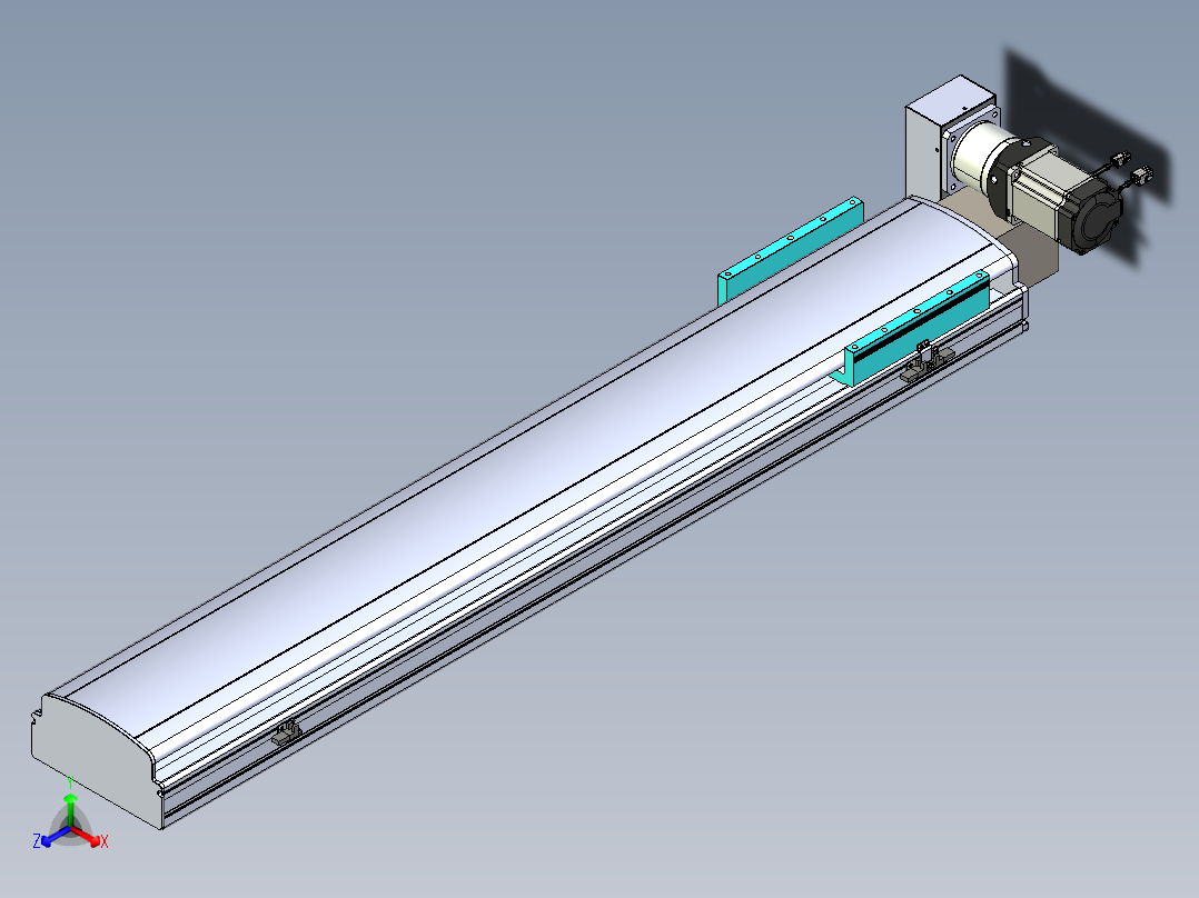 同步带滑台-半封闭B22H-L100-C-S1050-LU-P75-D3-N5正等轴测图