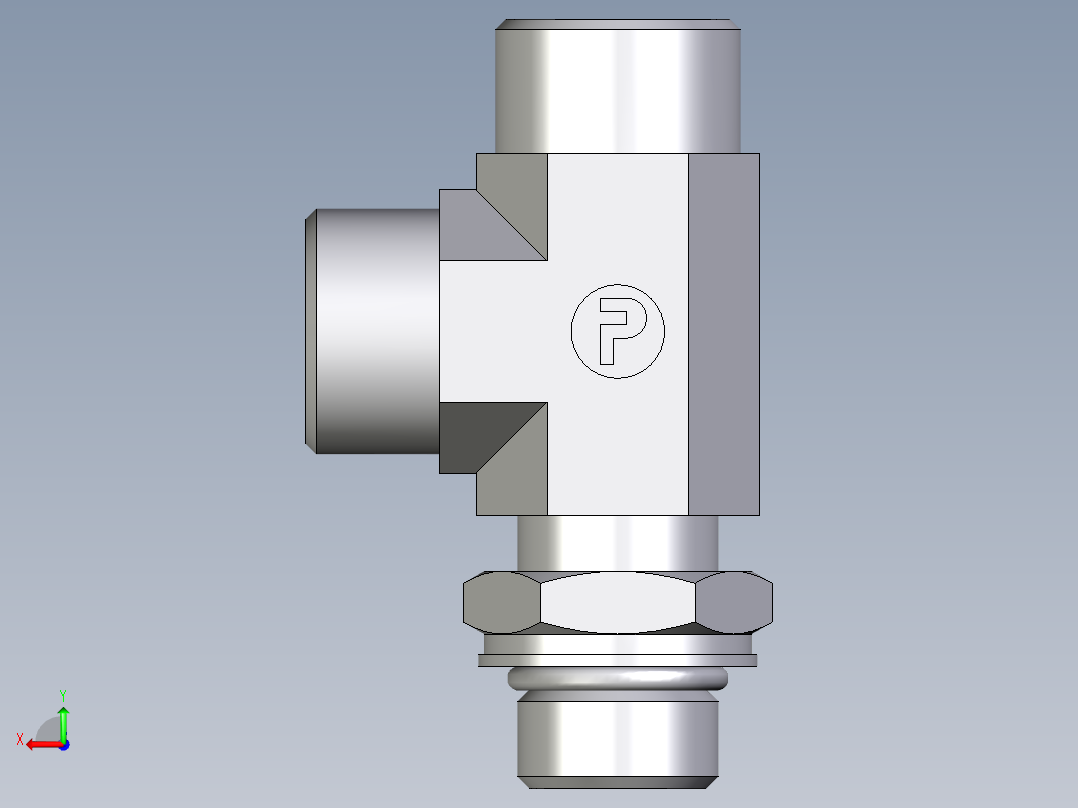 卡套式工业通用硬管接头EO_Adjustable_locknut_run_tee_LEE15LMOROMDCF后视图
