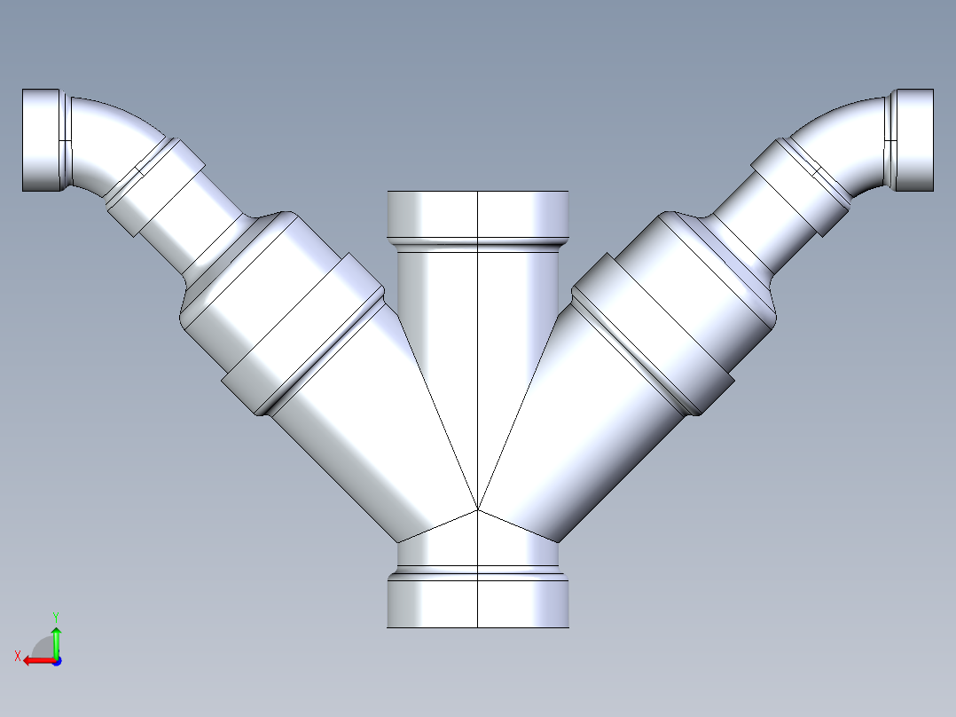 船舶管路系统S12_SeaDrainPLUS_DoubleComboReducingWye-SxSxSxS_37E268231_3x1-1-2in Sea Drain Plus - Double Combo Reducing Wye - SxSxSxS后视图