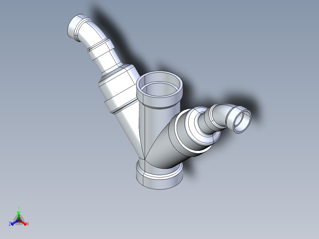 船舶管路系统S12_SeaDrainPLUS_DoubleComboReducingWye-SxSxSxS_37E268231_3x1-1-2in Sea Drain Plus - Double Combo Reducing Wye - SxSxSxS正等轴测图