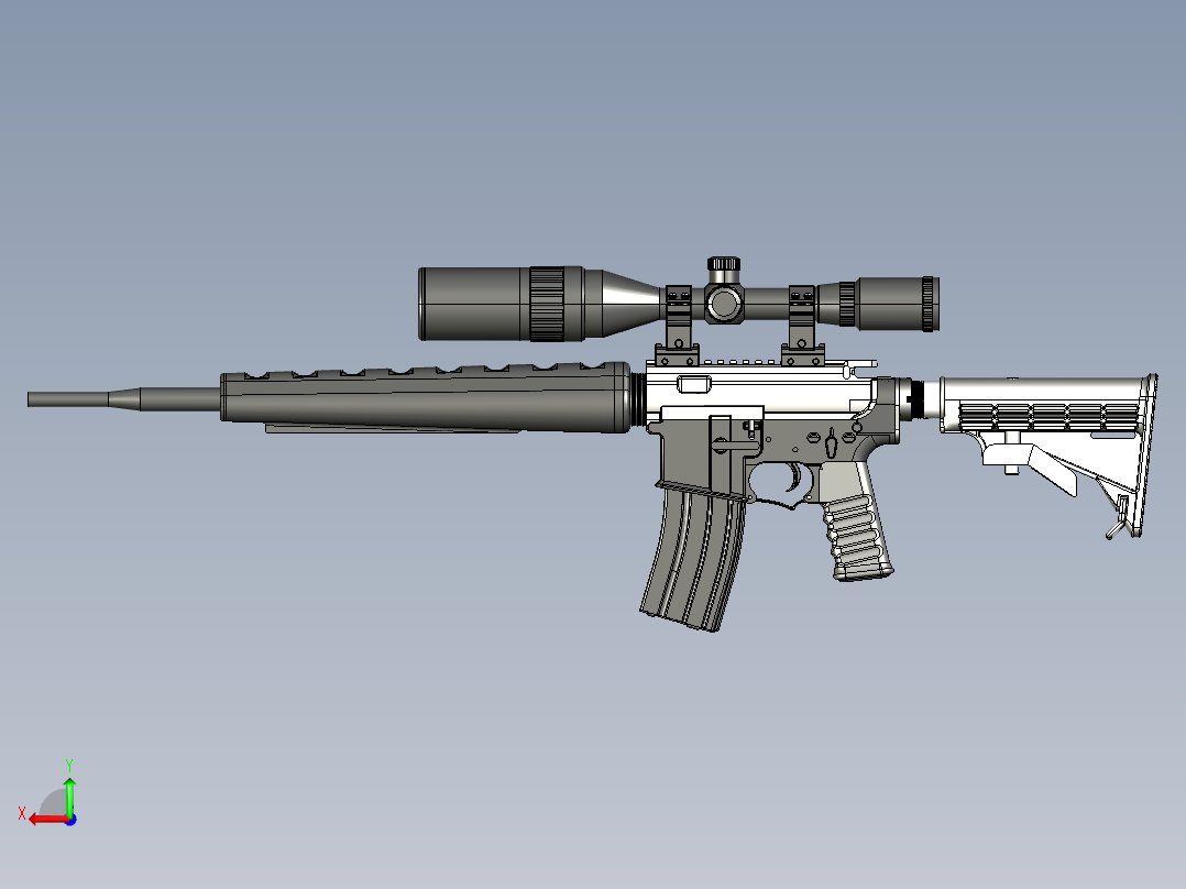 AR15自动步枪后视图