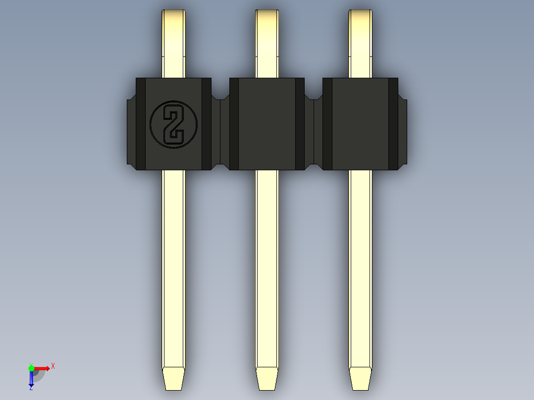 彩色公排针 100mil 2.54mm 系列-DS1022_black_1x03p_100mil_TypeD_rev1.0俯视图