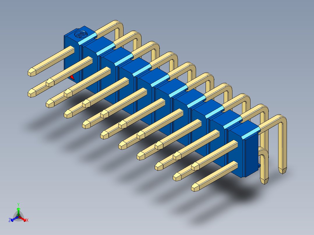 彩色公排针 100mil 2.54mm 系列-DS1022_blue_2x10p_100mil_TypeD_rev1.0