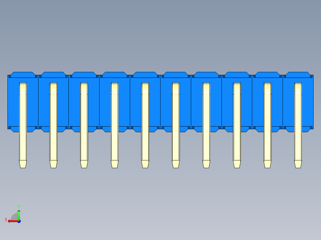 彩色公排针 100mil 2.54mm 系列-DS1022_blue_2x10p_100mil_TypeD_rev1.0后视图