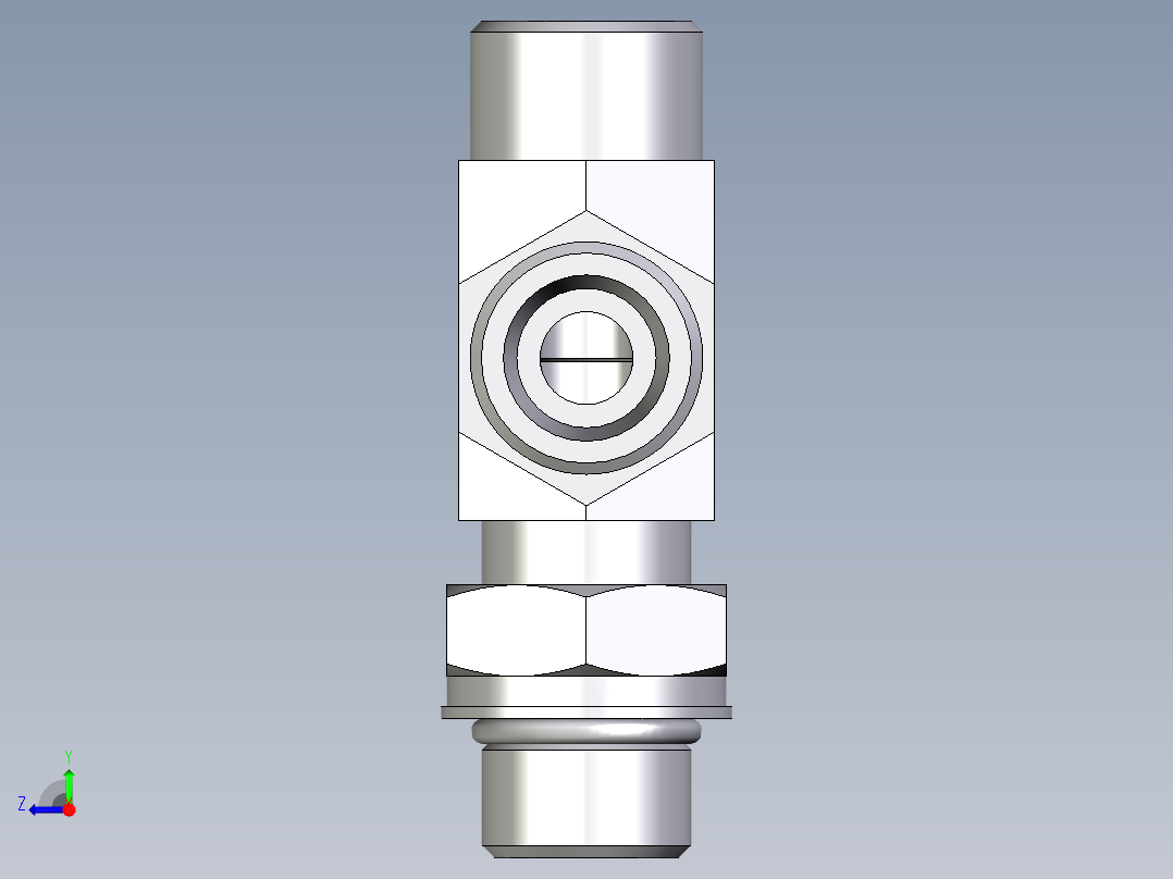 卡套式工业通用硬管接头EO_Adjustable_locknut_run_tee_LEE12SMOROMDCF右视图