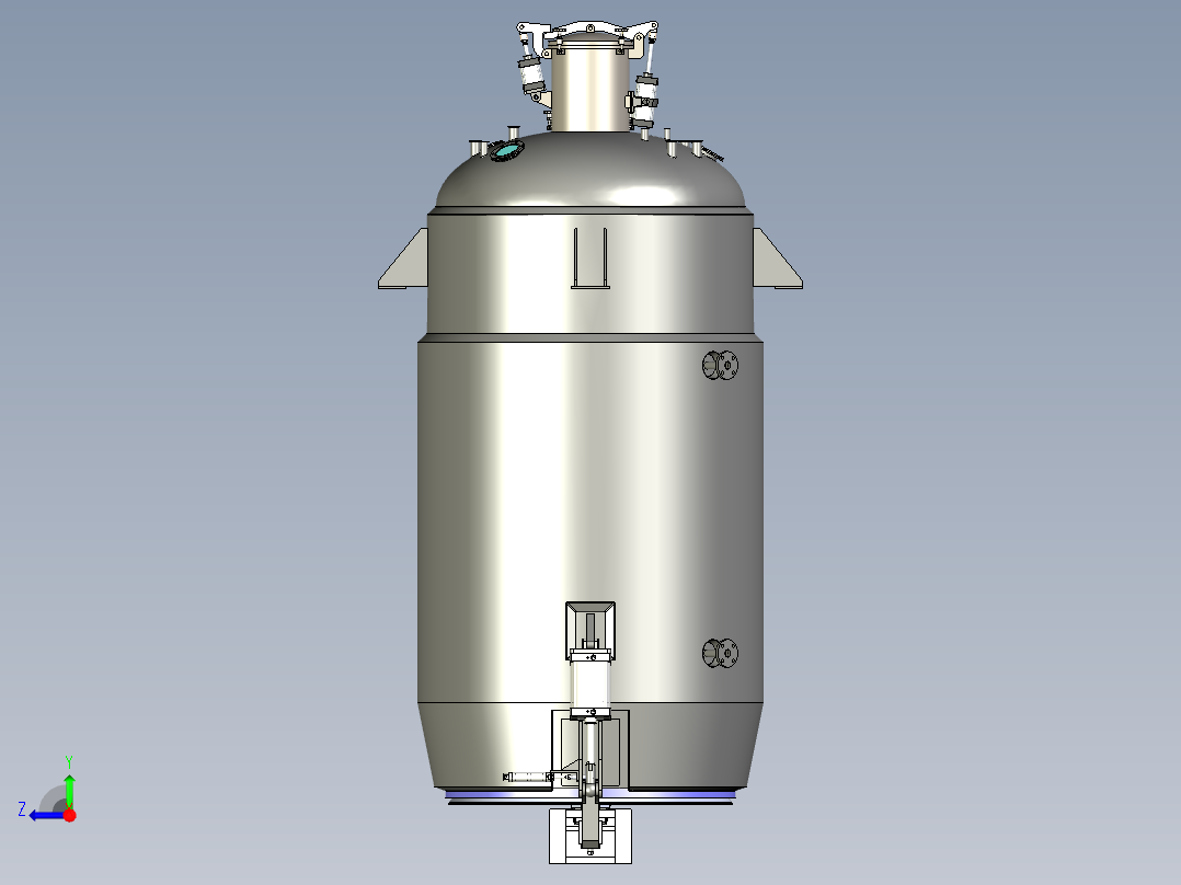6m³直筒提取罐装配图三维模型右视图