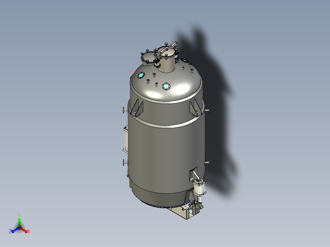 6m³直筒提取罐装配图三维模型正等轴测图