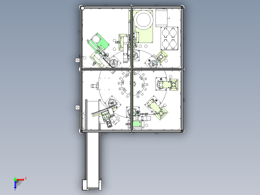 风扇自动组装上下料（sw18可编辑+工程图+bom）俯视图