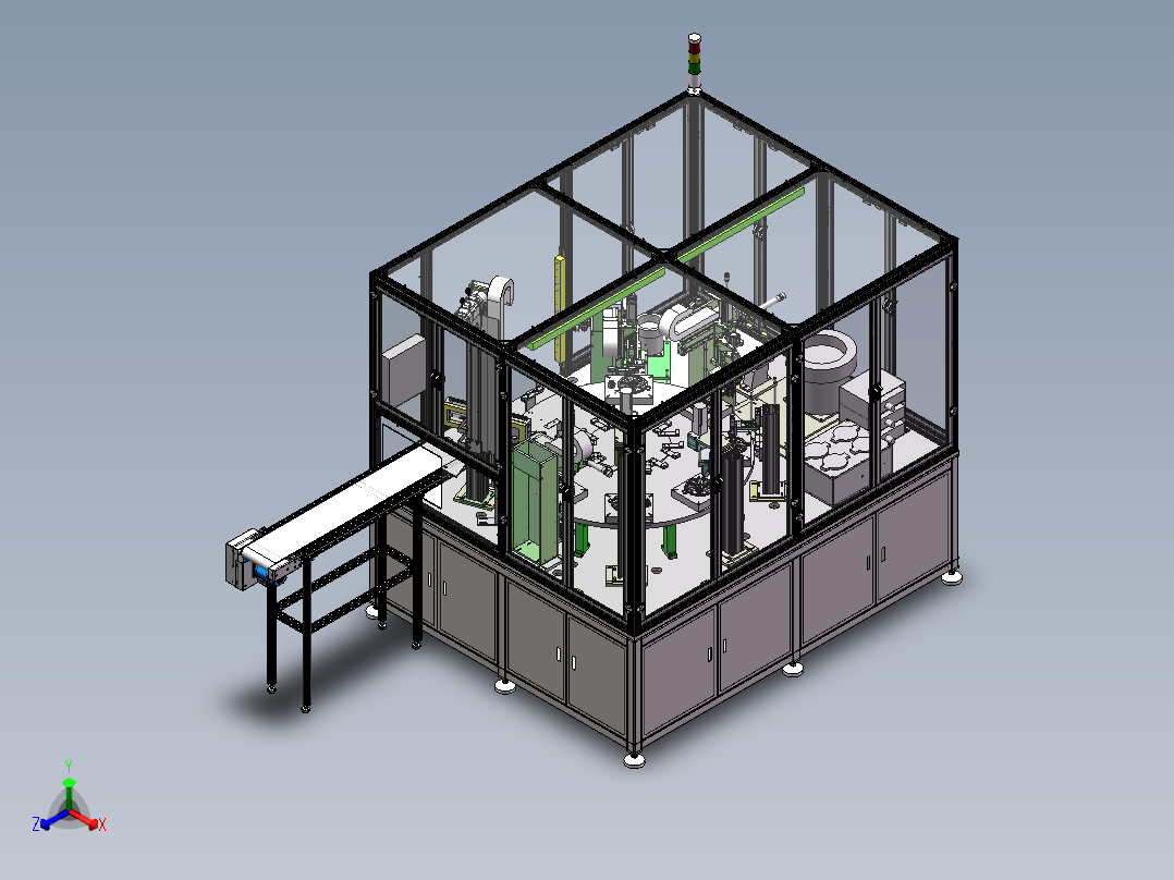 风扇自动组装上下料（sw18可编辑+工程图+bom）正等轴测图