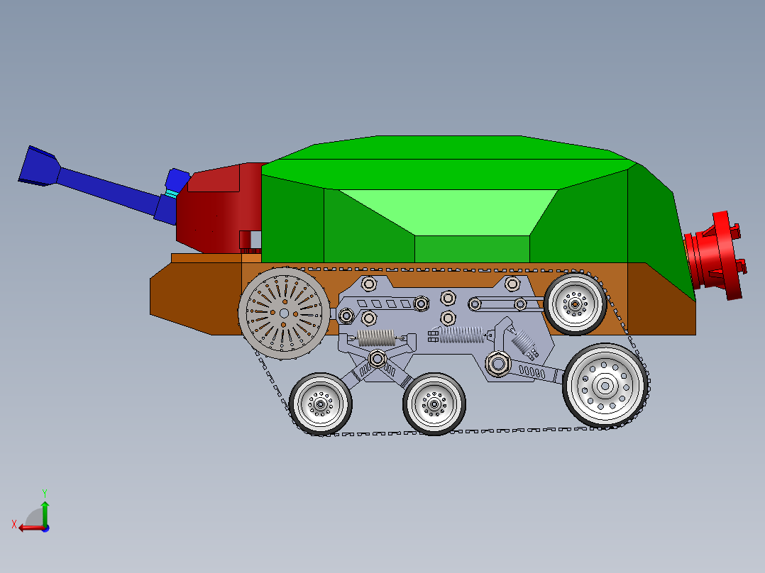 隧道消防履带机器人底盘3D建模图纸 SOLIDWORKS设计后视图
