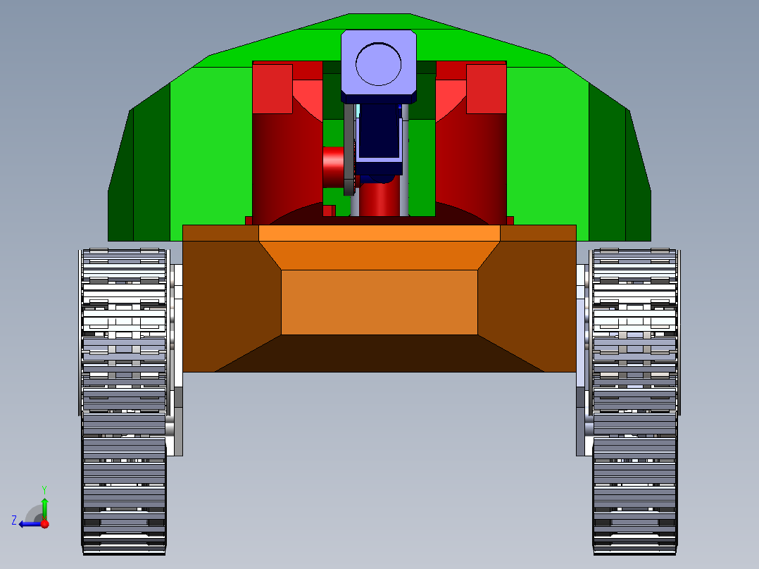 隧道消防履带机器人底盘3D建模图纸 SOLIDWORKS设计右视图