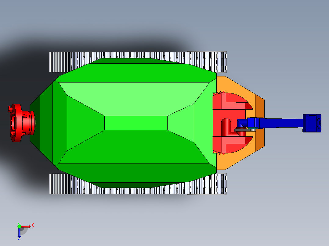 隧道消防履带机器人底盘3D建模图纸 SOLIDWORKS设计俯视图