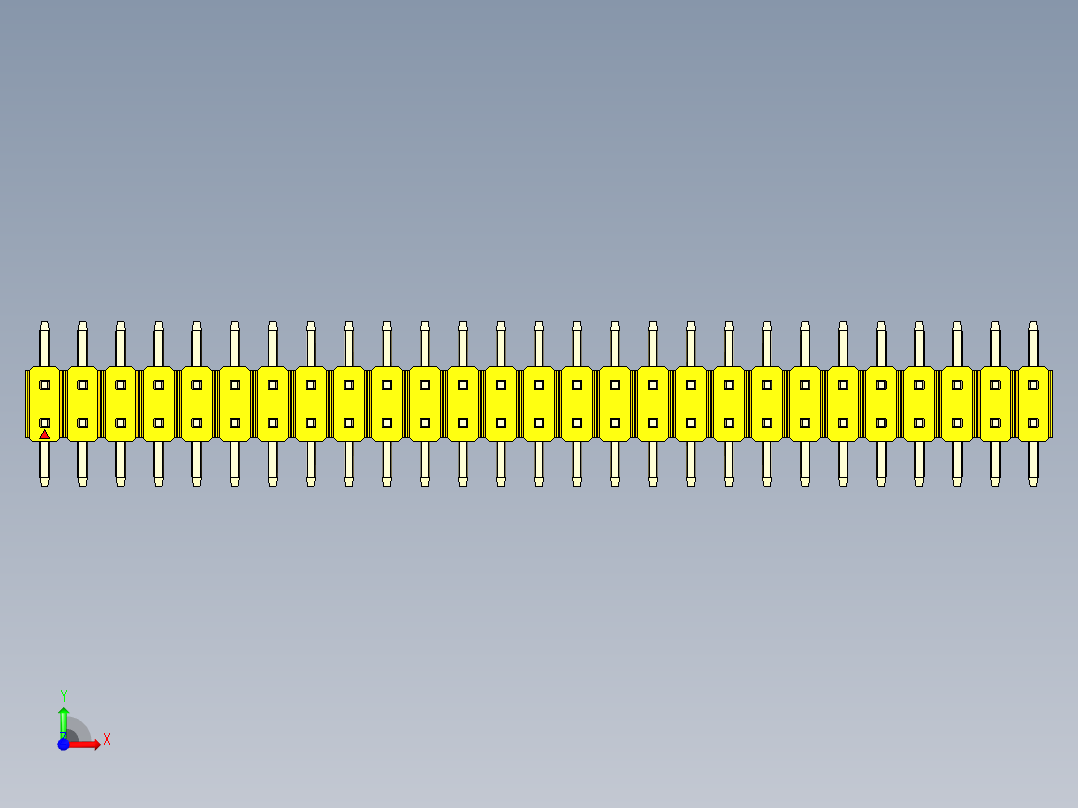 彩色公排针 100mil 2.54mm 系列-DS1022_yellow_54p_100mil_TypeSMT_rev1.0前视图