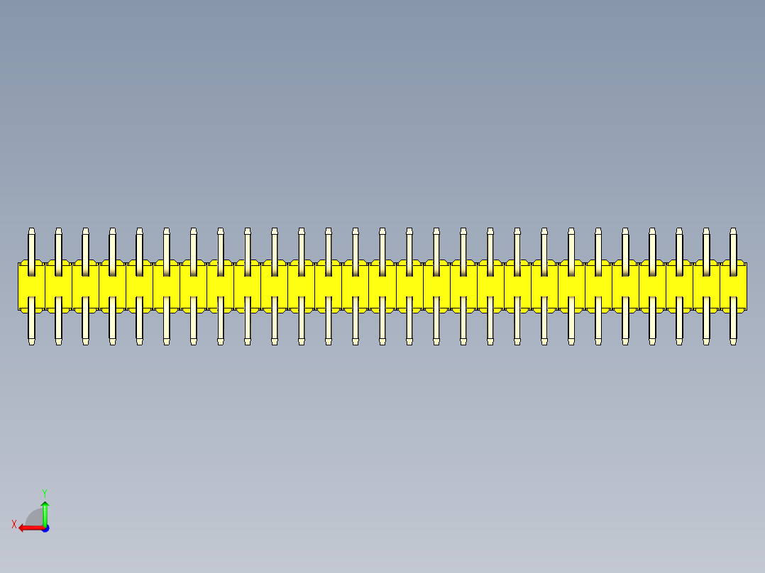 彩色公排针 100mil 2.54mm 系列-DS1022_yellow_54p_100mil_TypeSMT_rev1.0后视图