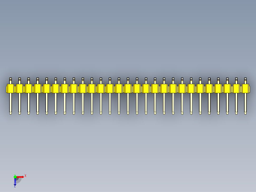 彩色公排针 100mil 2.54mm 系列-DS1022_yellow_54p_100mil_TypeSMT_rev1.0俯视图