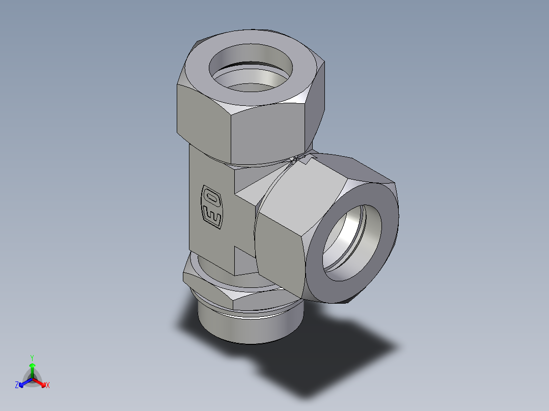 卡套式工业通用硬管接头EO_Adjustable_locknut_run_tee_LEE38SMCF