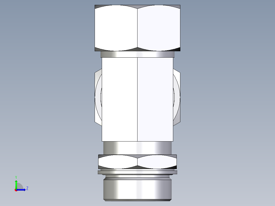 卡套式工业通用硬管接头EO_Adjustable_locknut_run_tee_LEE38SMCF左视图