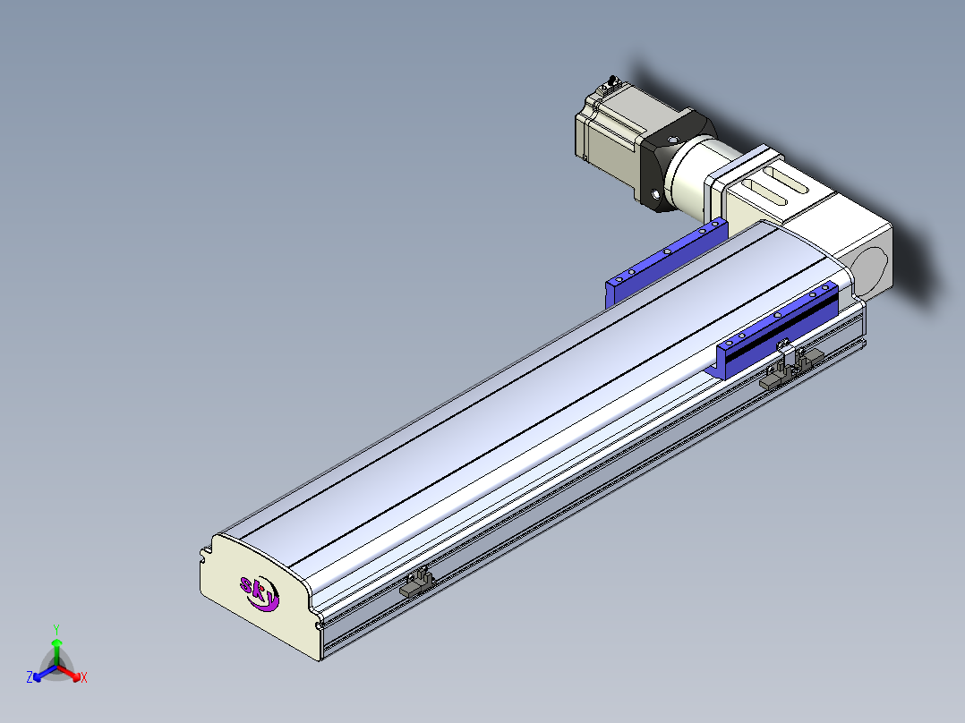 同步带滑台-半封闭B17-L100-S500-L-P75-D3-N3正等轴测图