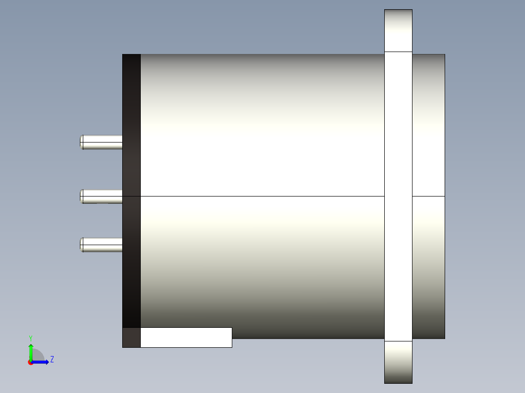 XLR连接器3极公，垂直PCB安装左视图