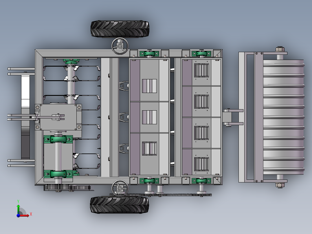 四行式小麦播种机前视图