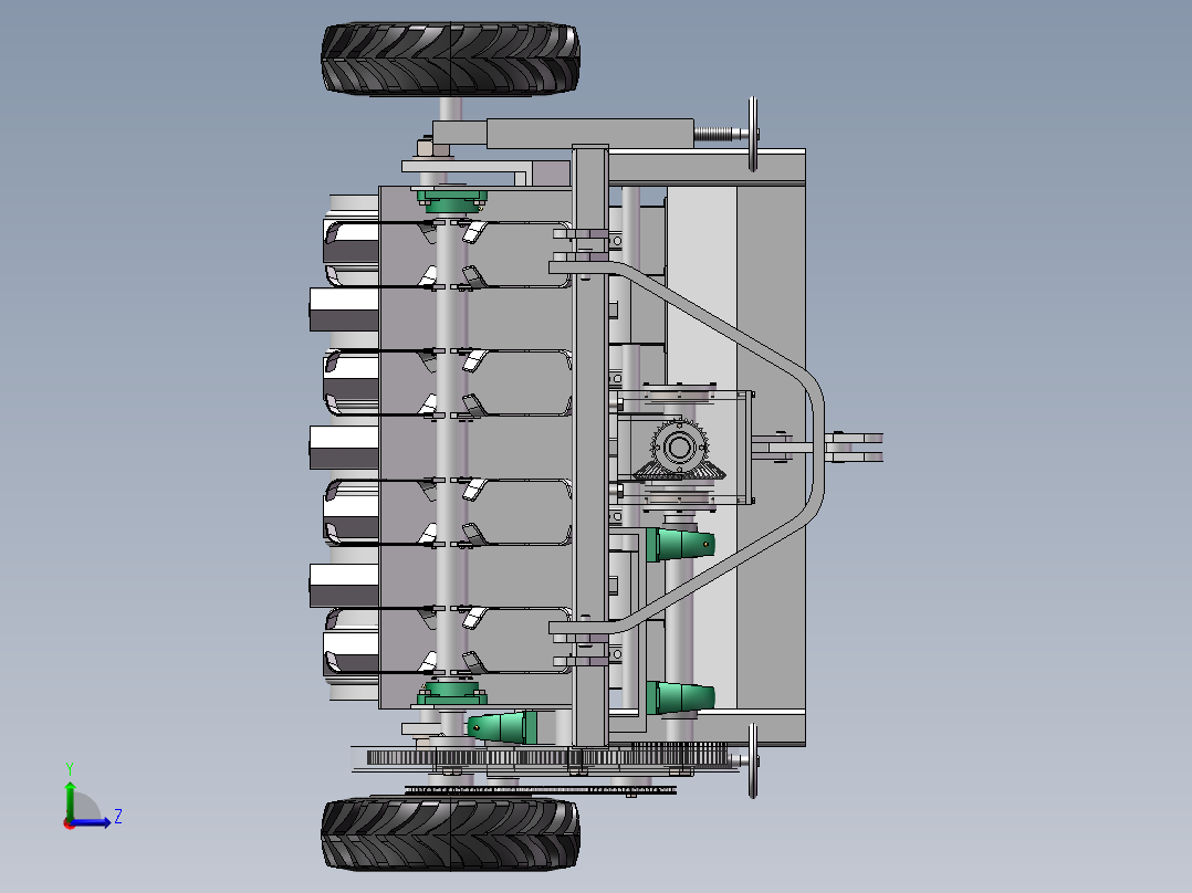 四行式小麦播种机左视图