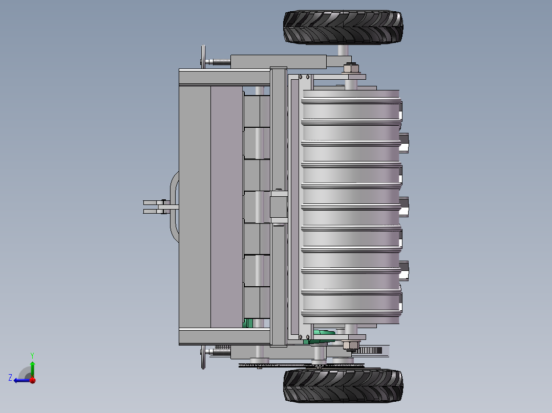 四行式小麦播种机右视图