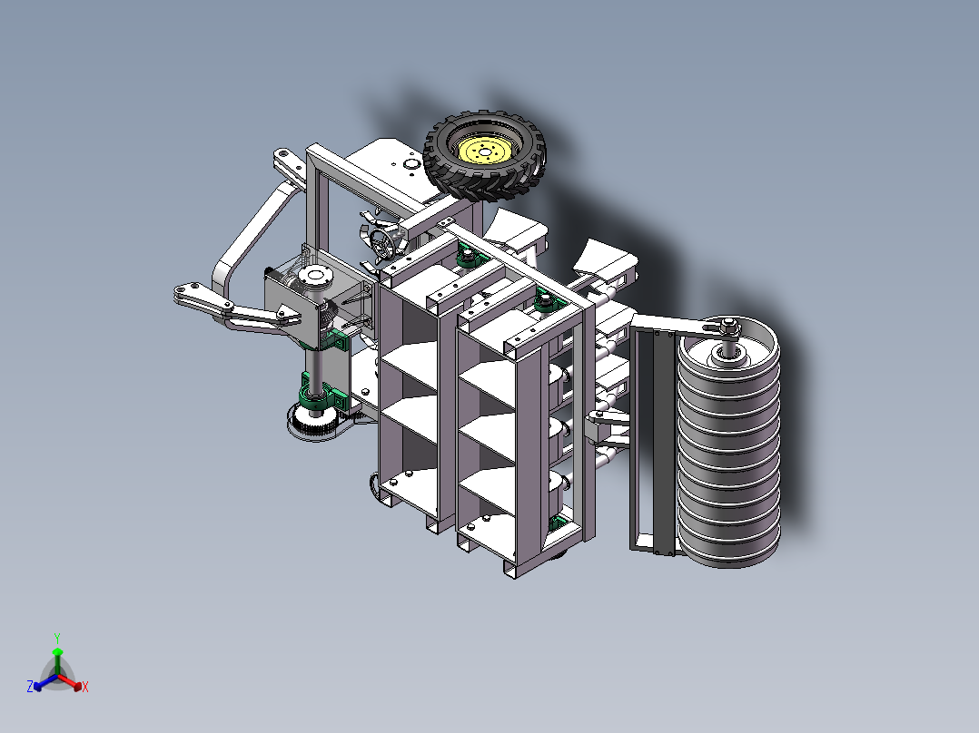 四行式小麦播种机正等轴测图