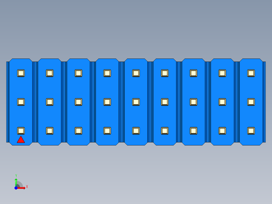 彩色公头100mil（2.54mm）系列-DS1021_blue_3x09p_100mil_Type19_rev1.0前视图