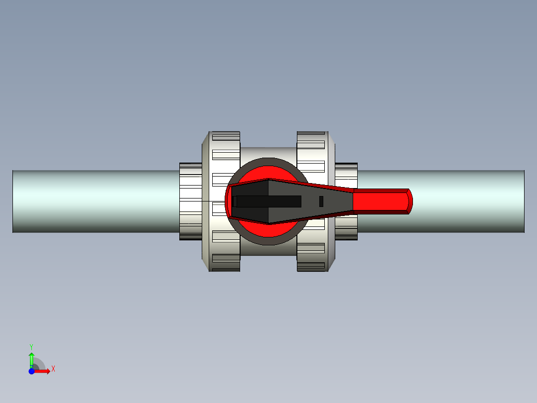 [PVC x PVC_FPM] 双载T546球阀Double Contained T546 Ball Valve前视图