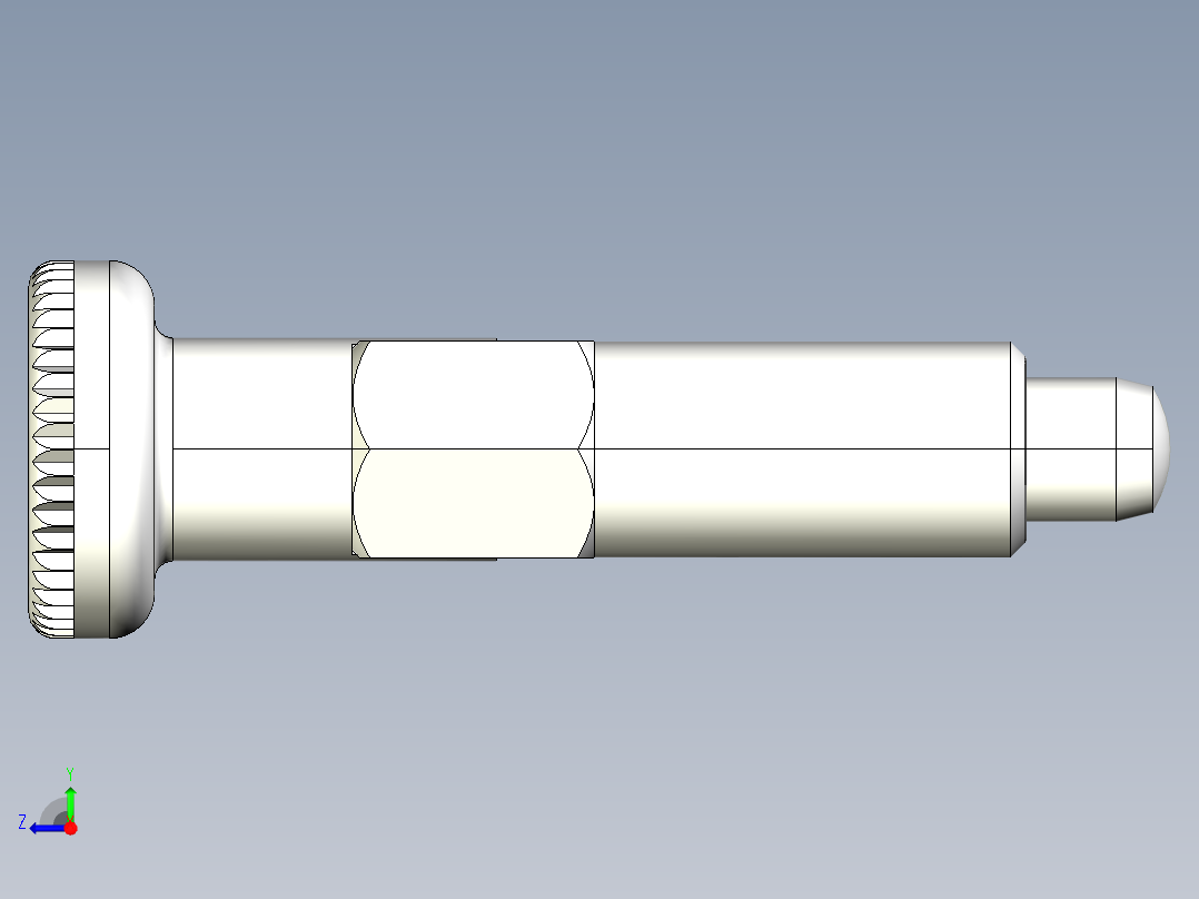 分割定位柱(有卡鎖B)2212-3D多系列多零件图纸模型右视图