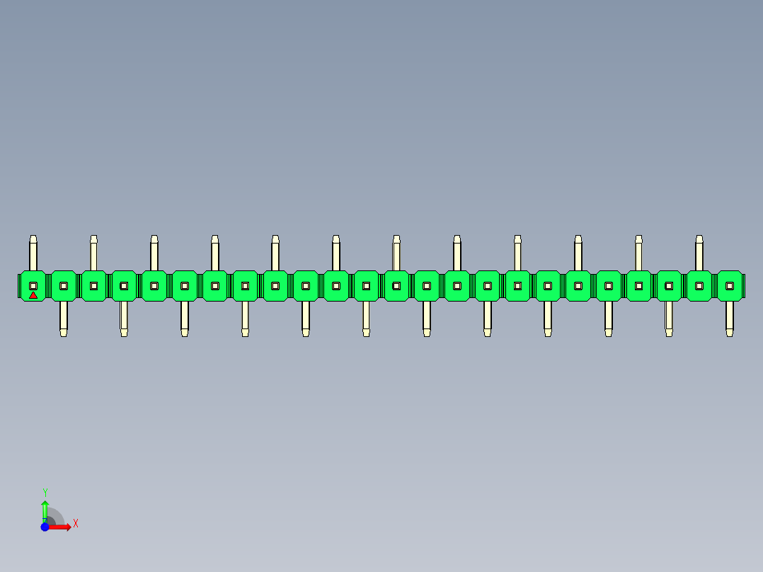 彩色公排针 100mil 2.54mm 系列-DS1022_green_24p_100mil_Type_SMT_R1_rev1.0前视图