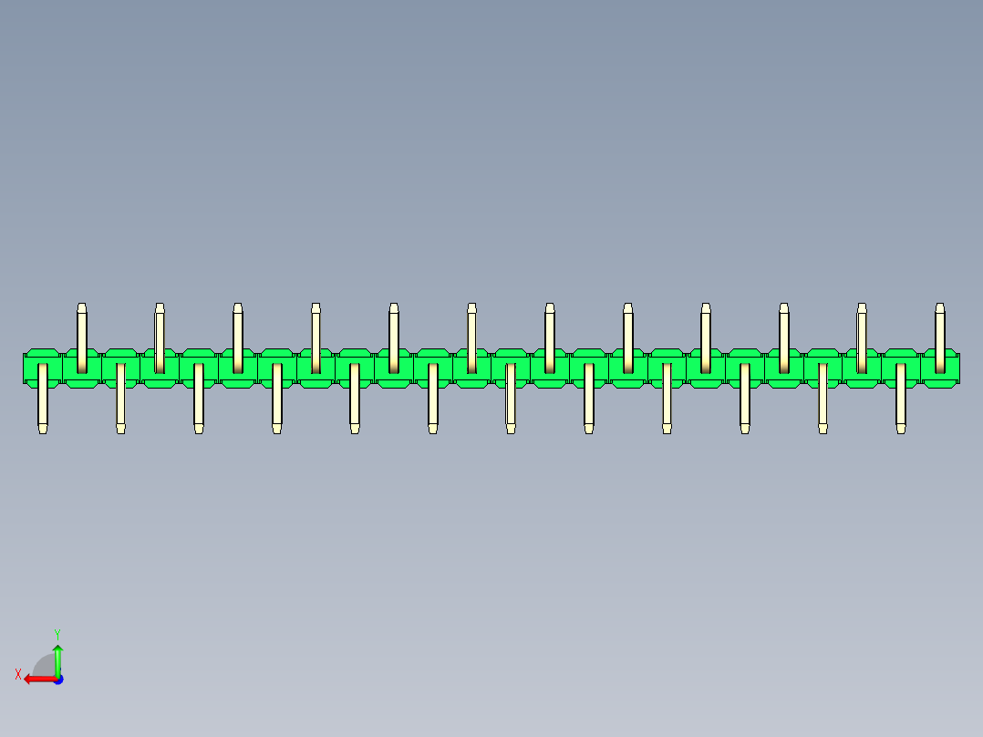 彩色公排针 100mil 2.54mm 系列-DS1022_green_24p_100mil_Type_SMT_R1_rev1.0后视图